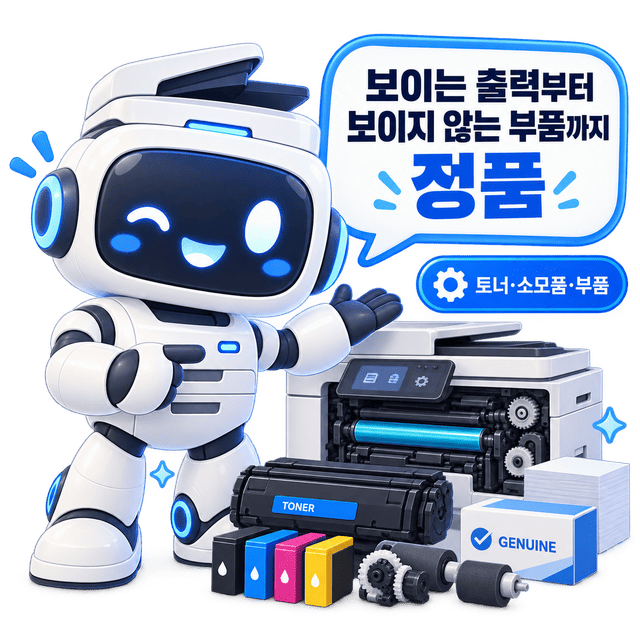 정품 토너 · 소모품 · 부품을 사용하는 오피스베이